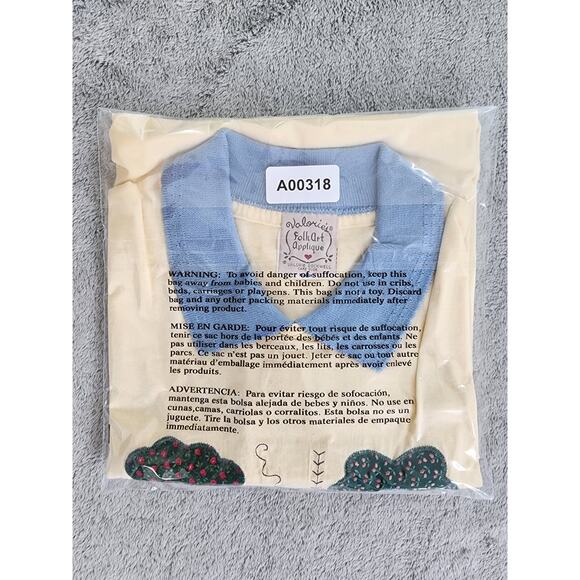 Vintage Valerie Sockwell Folk Art Applique Quilted Embroidered Collared Tee L - Picture 9 of 9